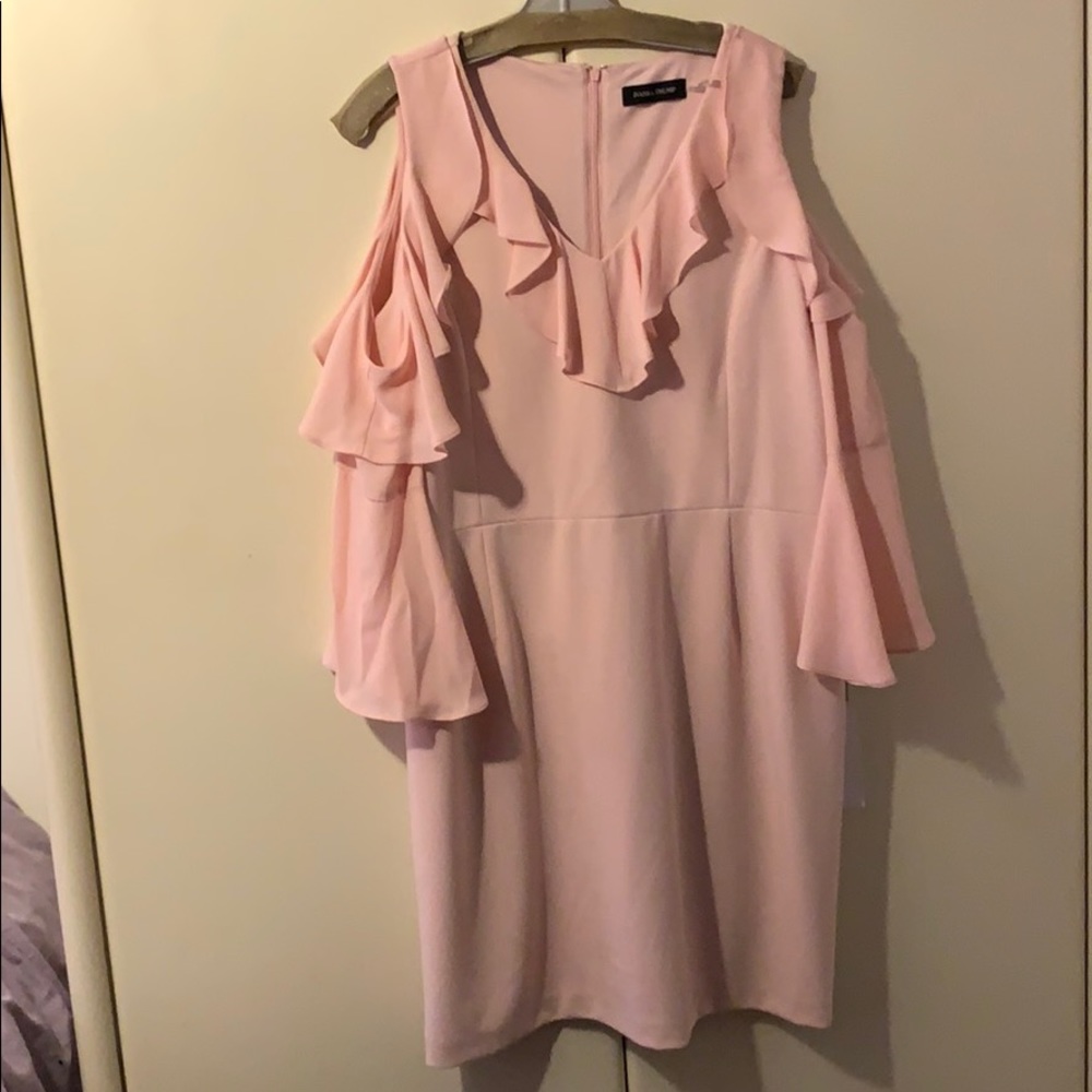 Ivanka Trump Pink Ruffle Cold Shoulder Dress